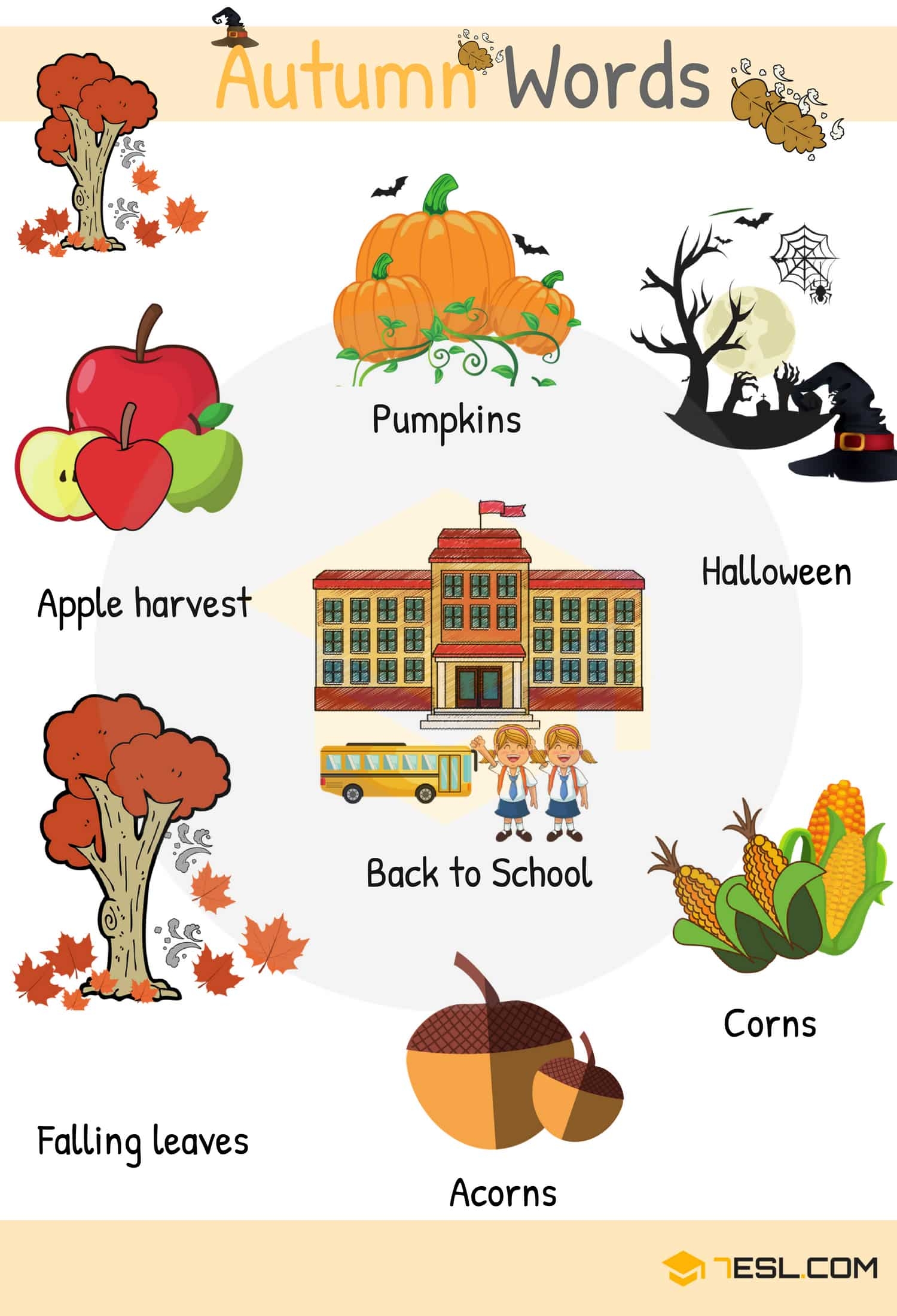 100 Common Autumn Words In English 7ESL