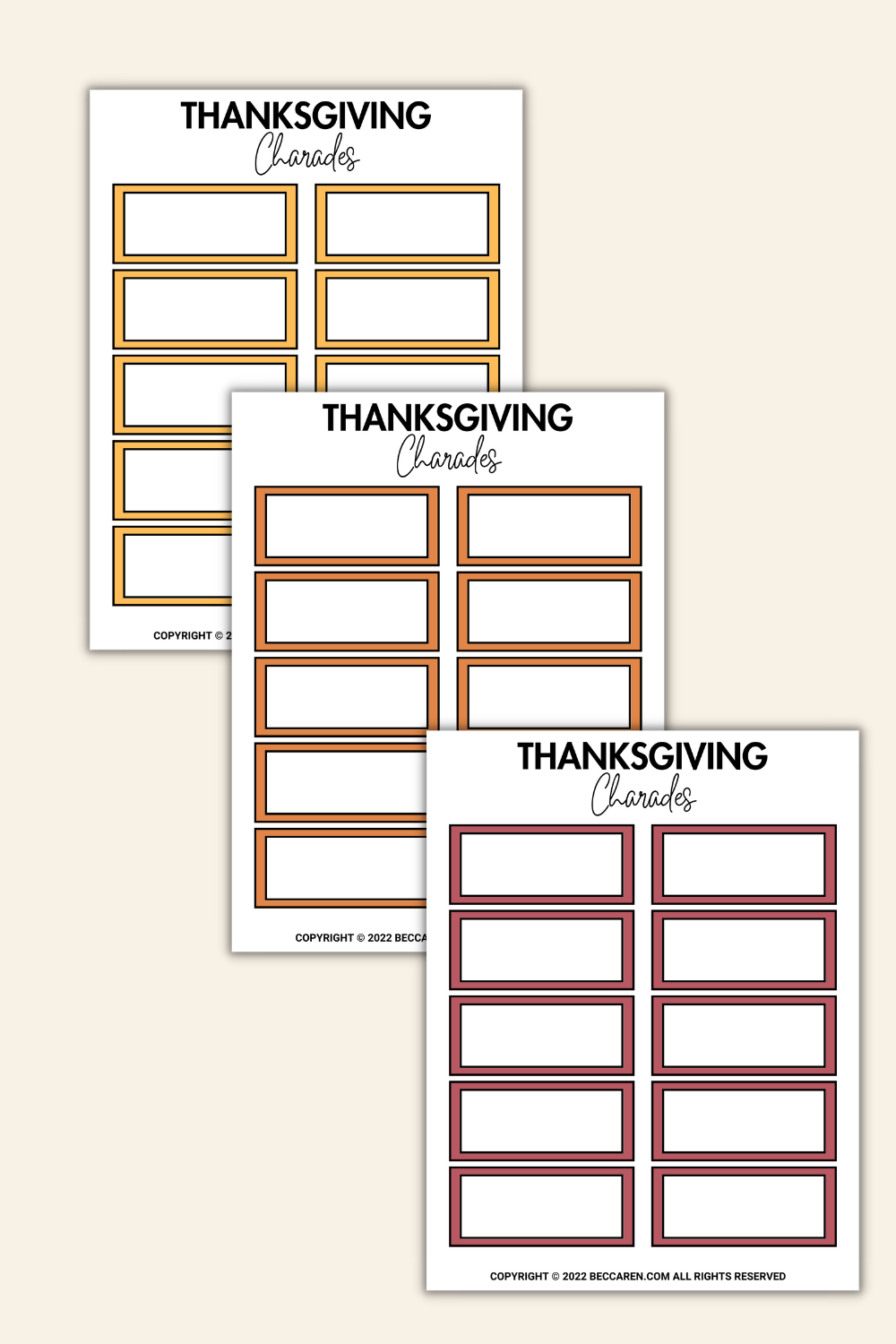 100 Printable Thanksgiving Charades Cards