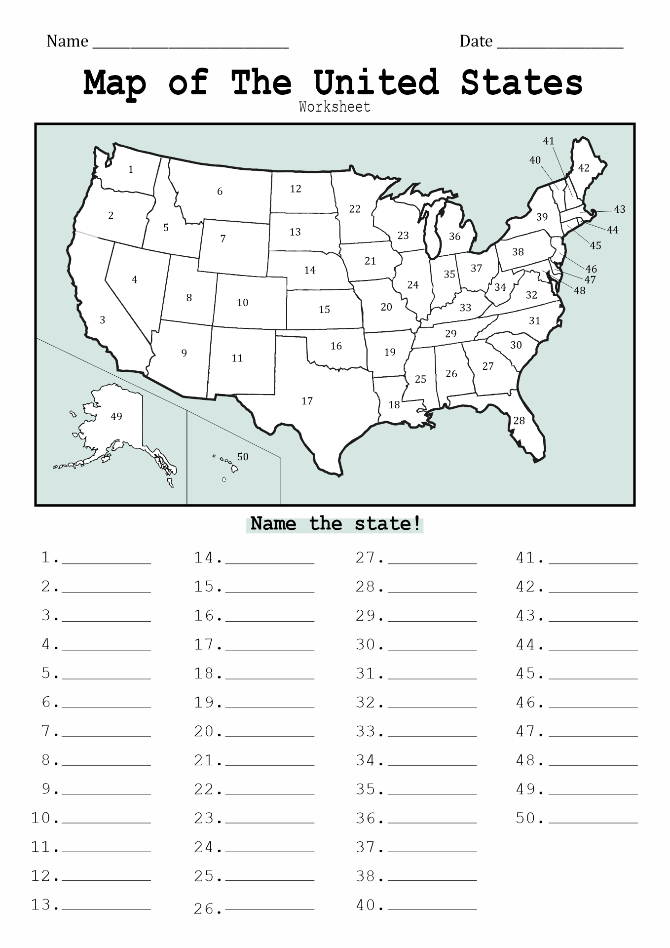 13 Fifty States Worksheets Free PDF At Worksheeto