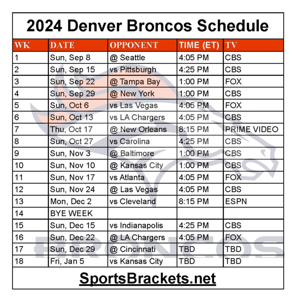 2024 Broncos Schedule Printable Roxi Coraline