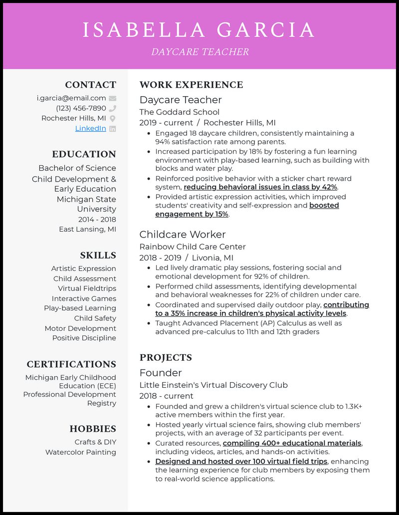 3 Daycare Teacher Resume Resume Examples Made For 2023