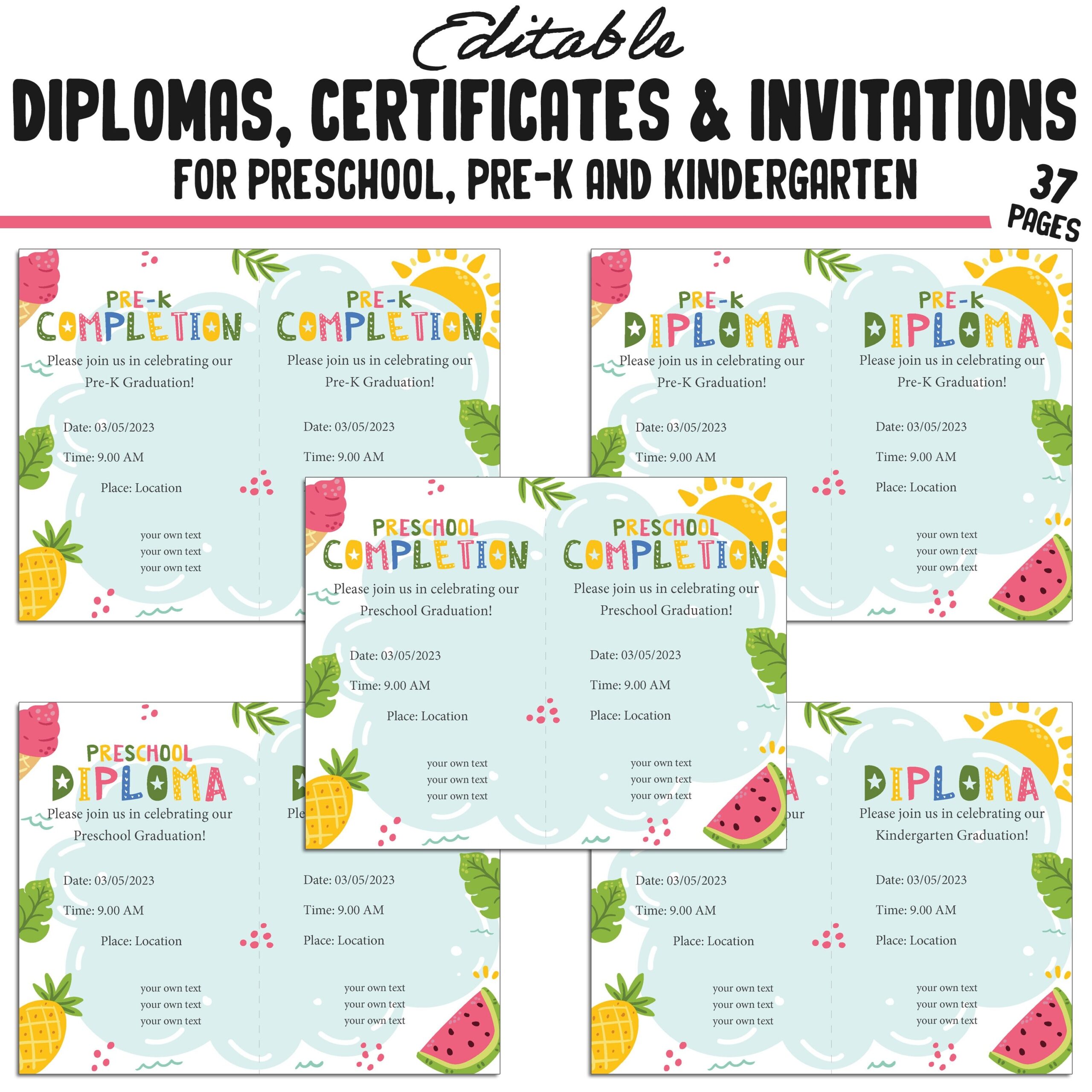 37 Customizable Pre k Diplomas Kindergarten And Preschool 