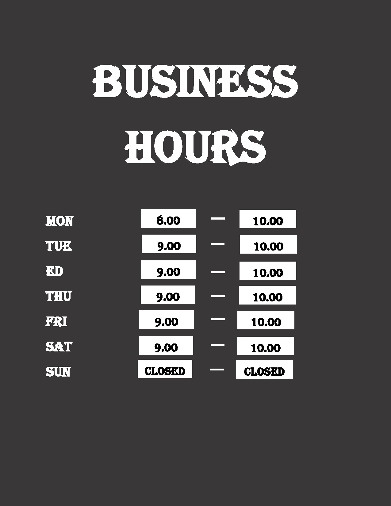 40 Printable Business Hours Templates Word PDF 