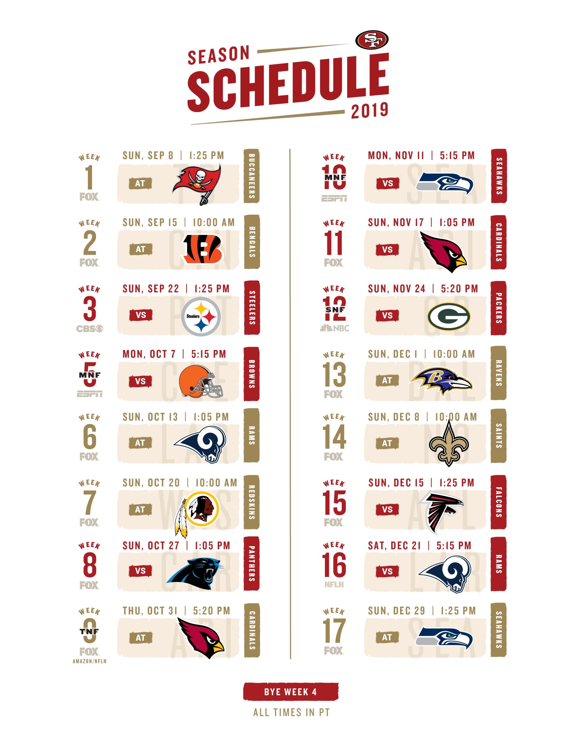 49Er Schedule Printable
