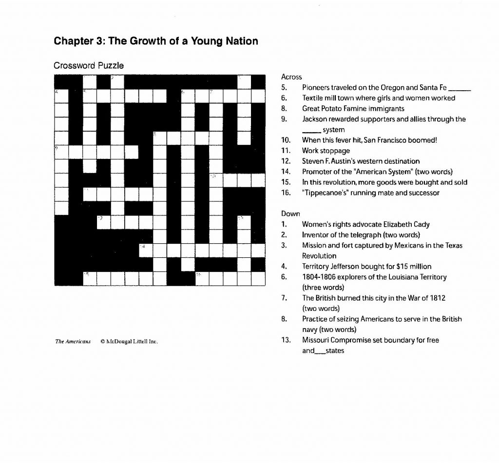 6 Historical Civil War Crossword Puzzles Kittybabylove Printable 