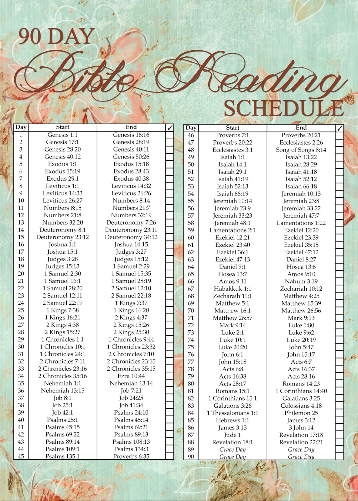 90 Day Bible Reading Plan Printable 90 Day Bible Reading Plan Printable