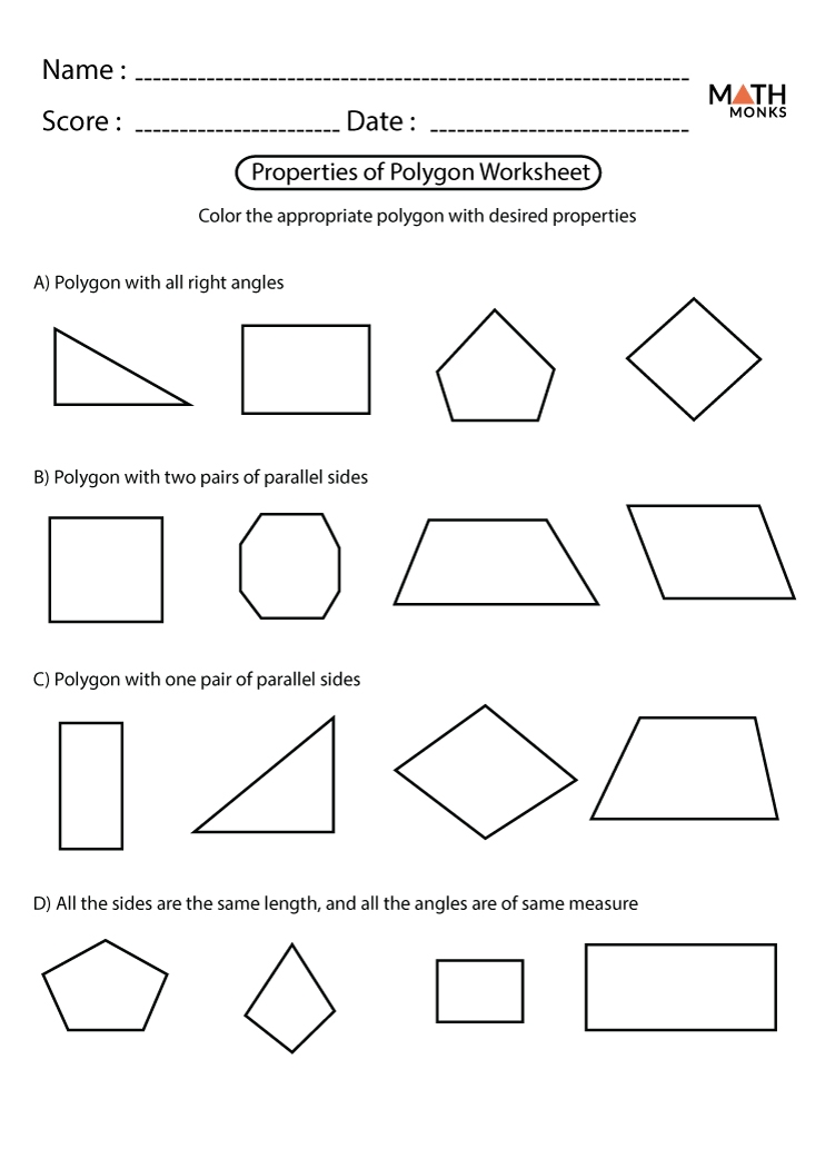 Activity Sheets About Polygons Grade 5
