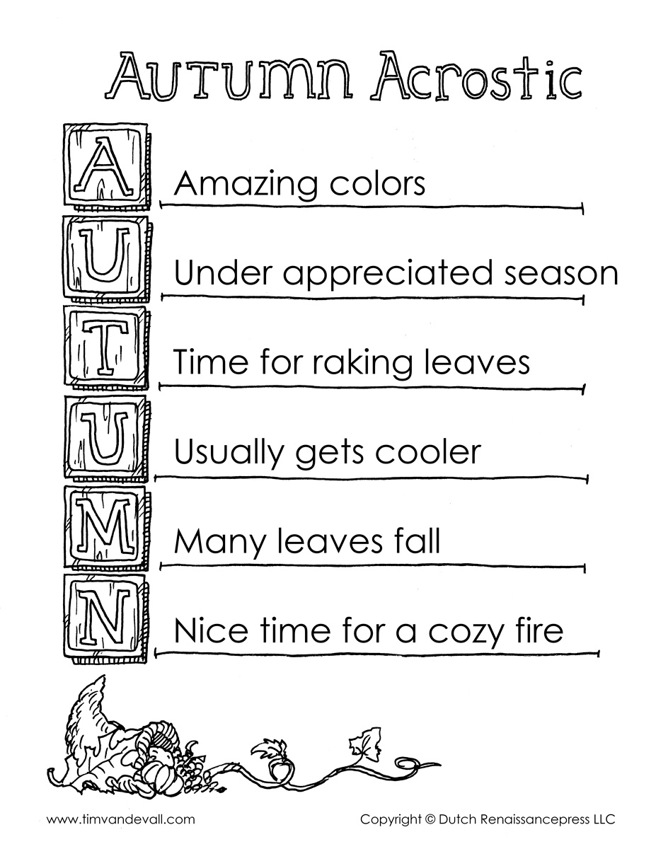 Autumn acrostic poem example Tim 39 s Printables