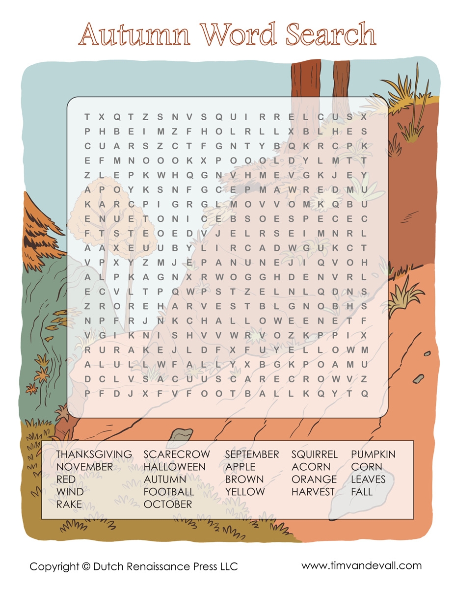 Autumn Word Search Tim 39 s Printables