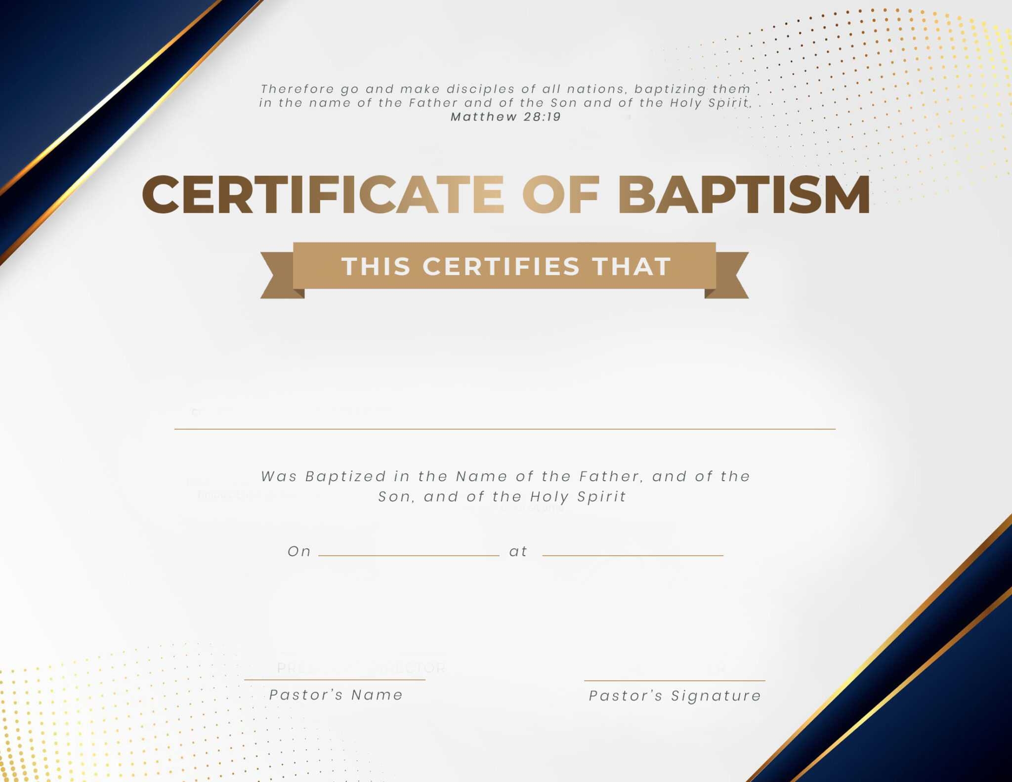 Baptismal Certificate Free Baptism Certificate Templates Within 