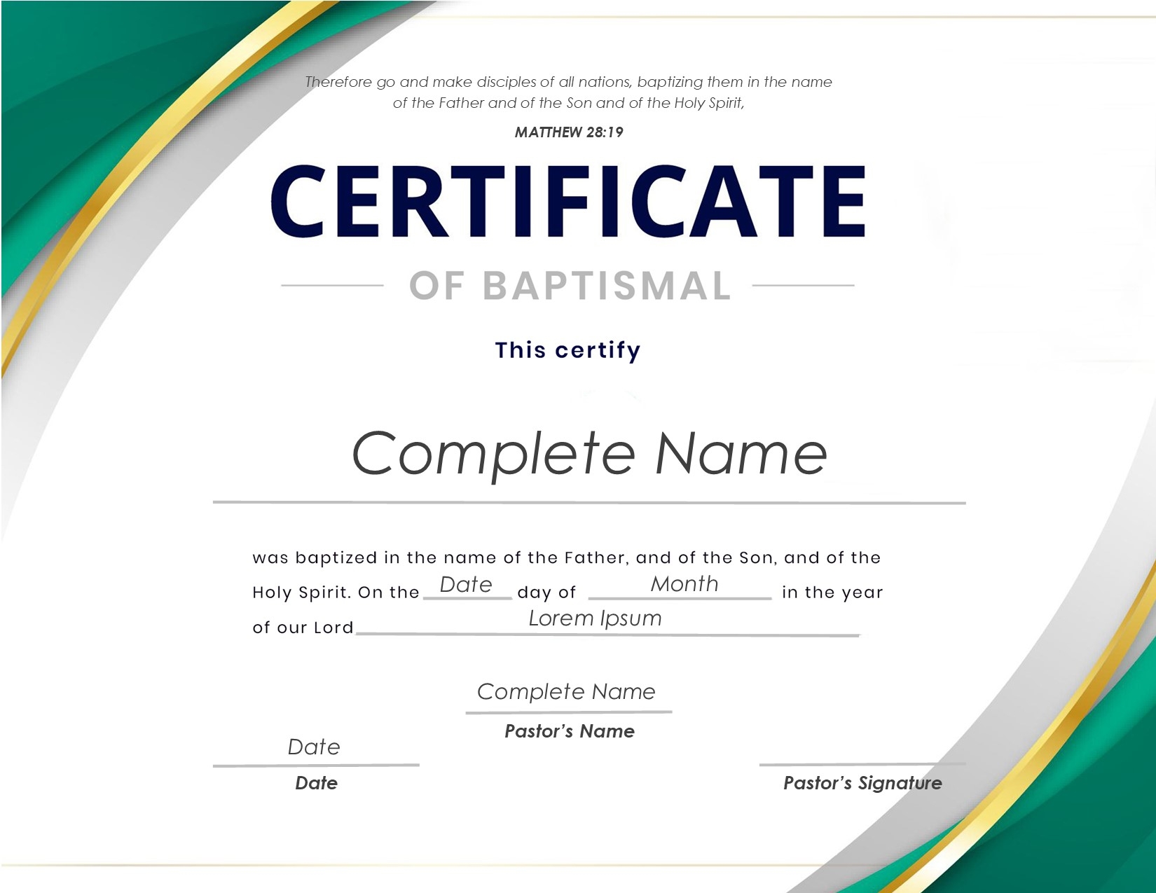 Baptismal Certificate Free Baptism Certificate Templates