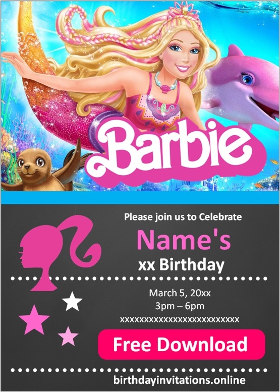 Barbie Invitations Birthday Invitations