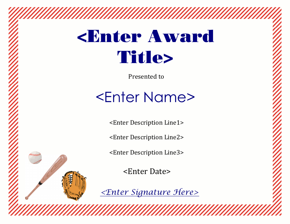 Baseball Certificate Template Download Fillable PDF Templateroller