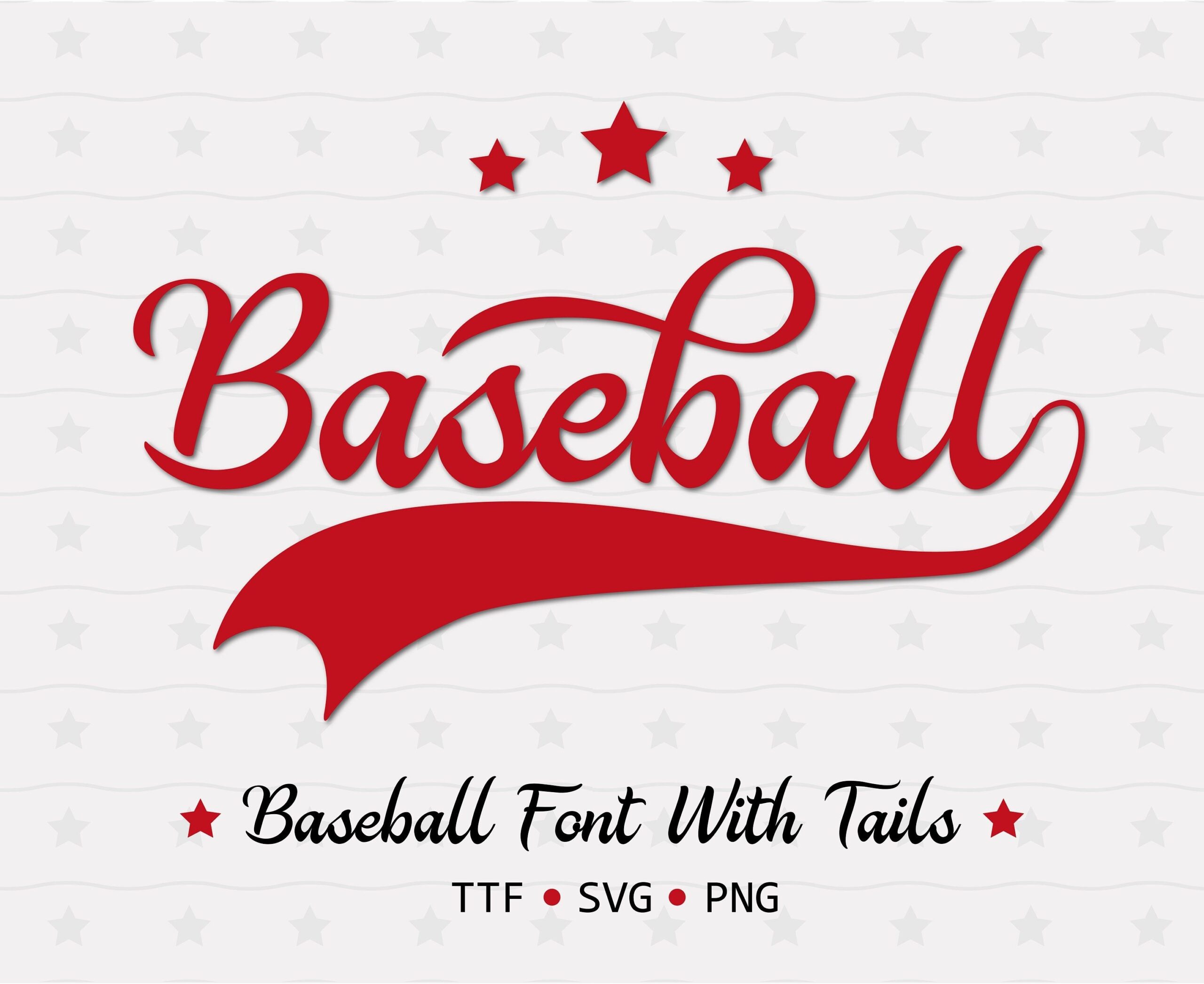 Baseball Font With Tails Baseball Font TTF SVG PNG Text Tails Svg 