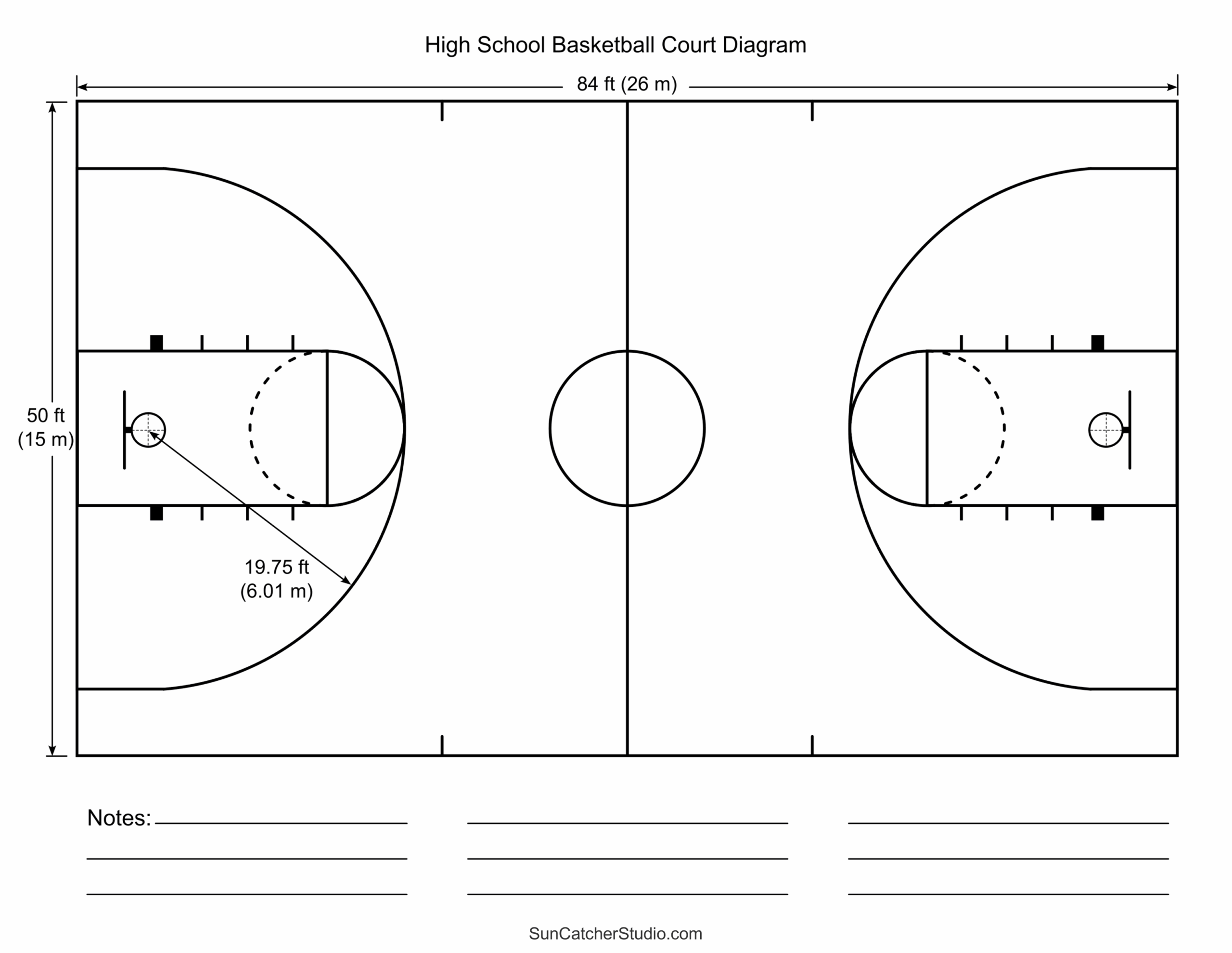 Basketball Court Diagram Printable Photos And Vectors