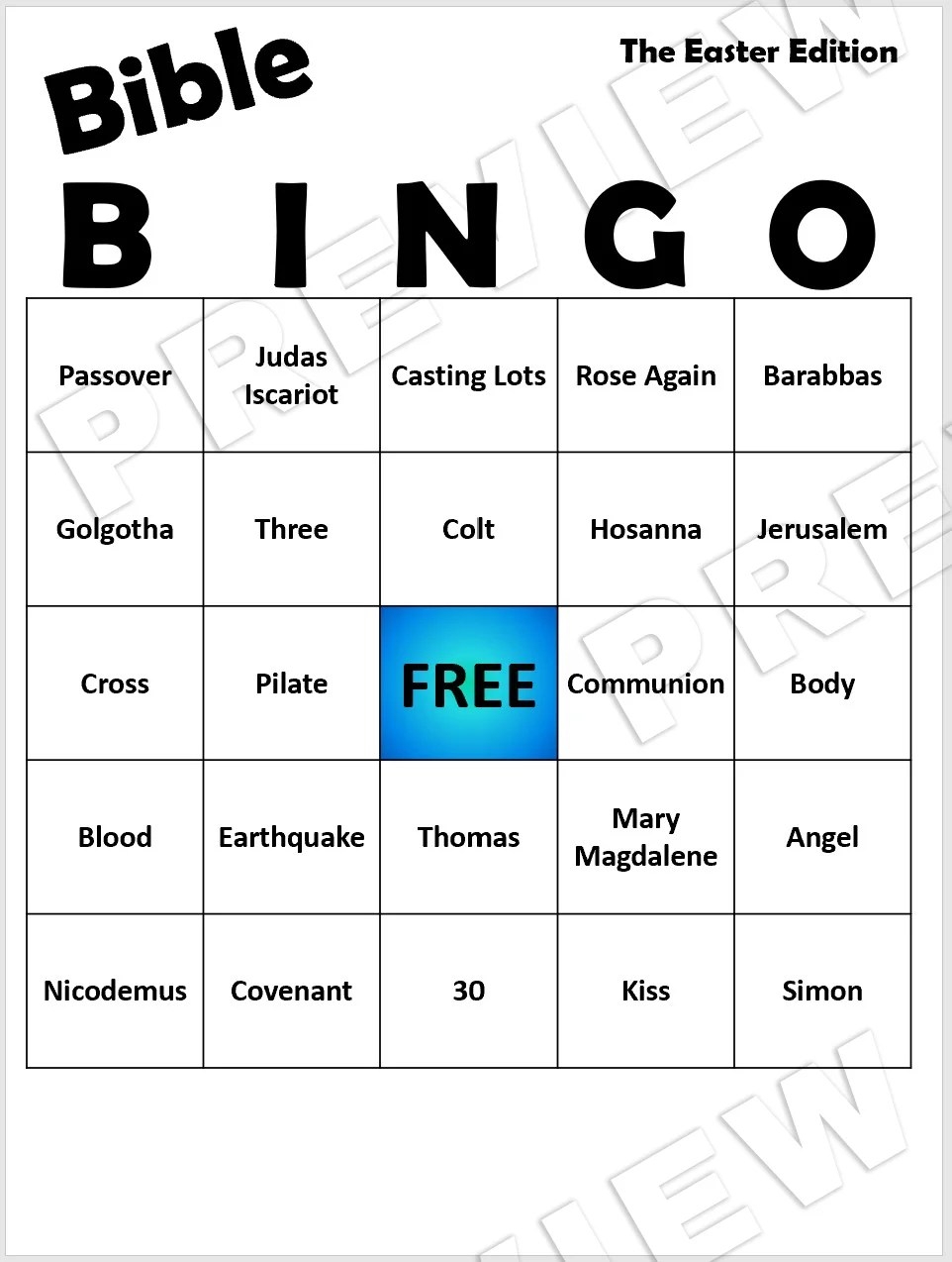 Bible Bingo Printable Printable Calendars AT A GLANCE