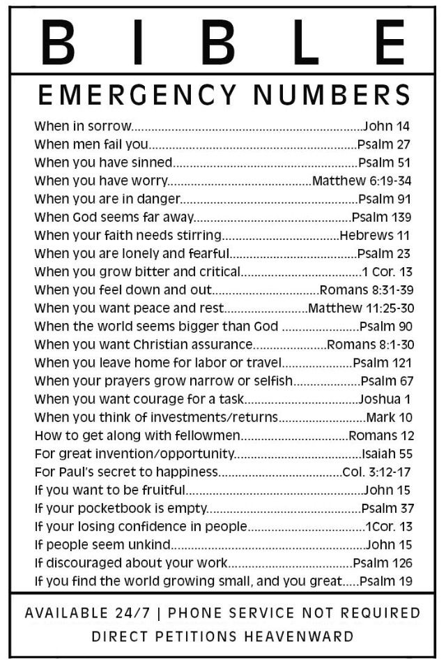 Bible Emergency Numbers Printable