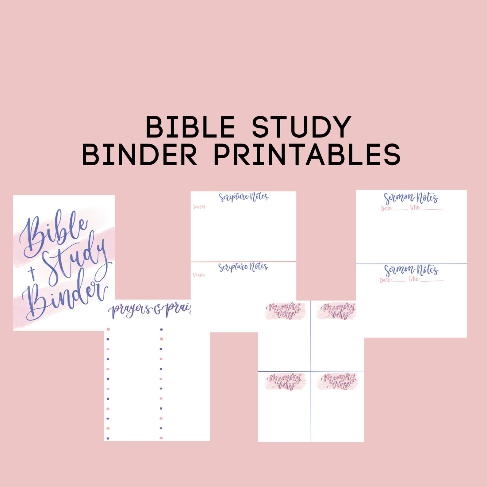 Bible Study Binder Printables Prayer Lists Sermon Notes Etsy