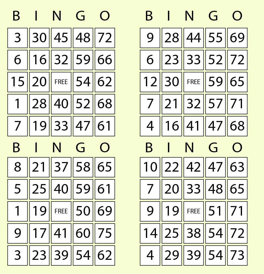 Bingo Sheets Printable Printable Words Worksheets