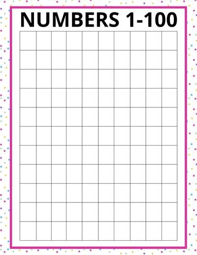 Blank 100 Chart For Kids