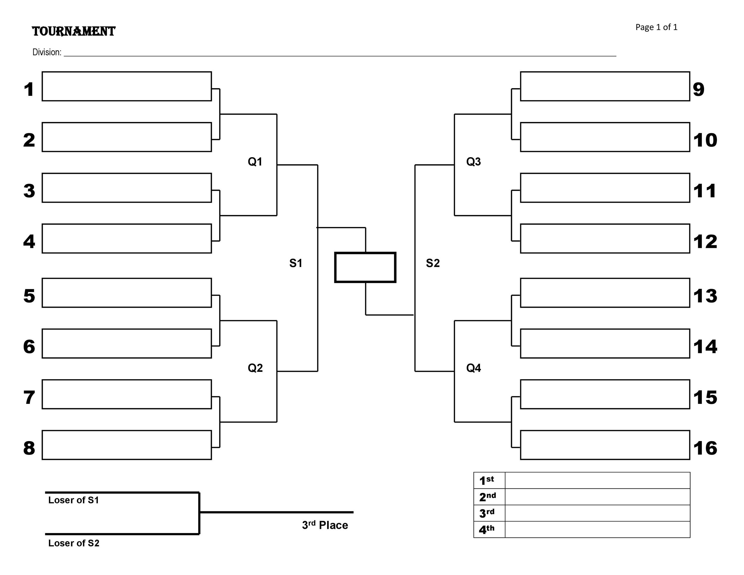 Blank Printable Bracket Sheets