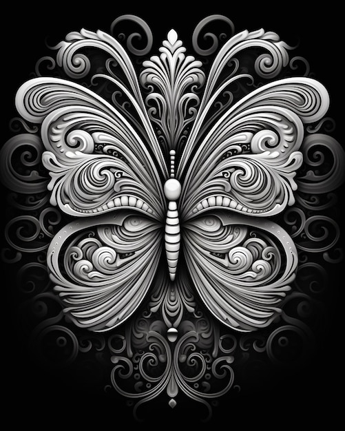 Butterfly Outline Ornaments For The Mandala Premium AI generated Image