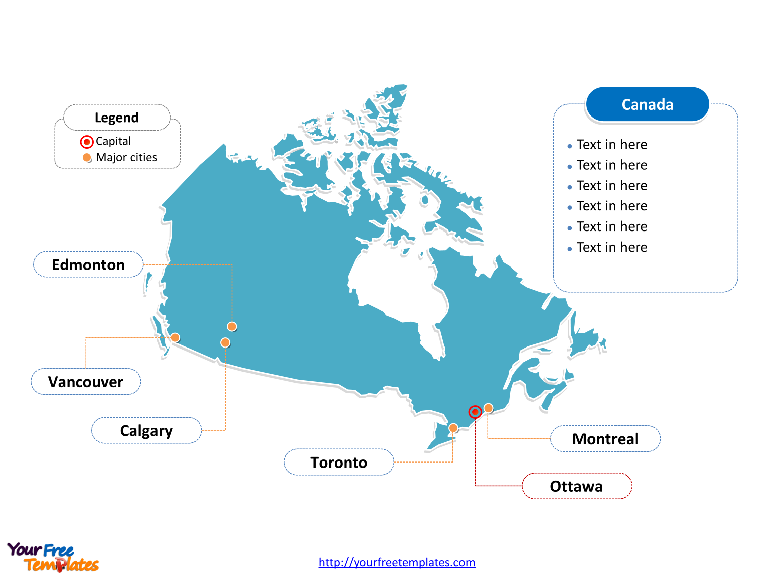 Canada outline map Free PowerPoint Template