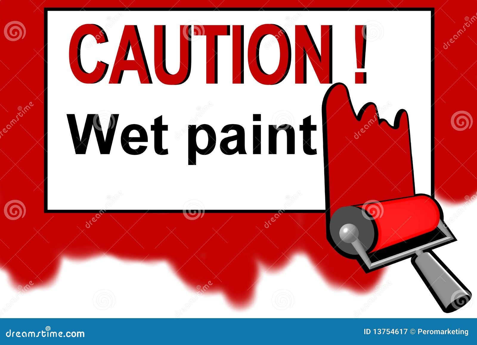 Caution Wet Paint Warning Sign Stock Image CartoonDealer 13754617