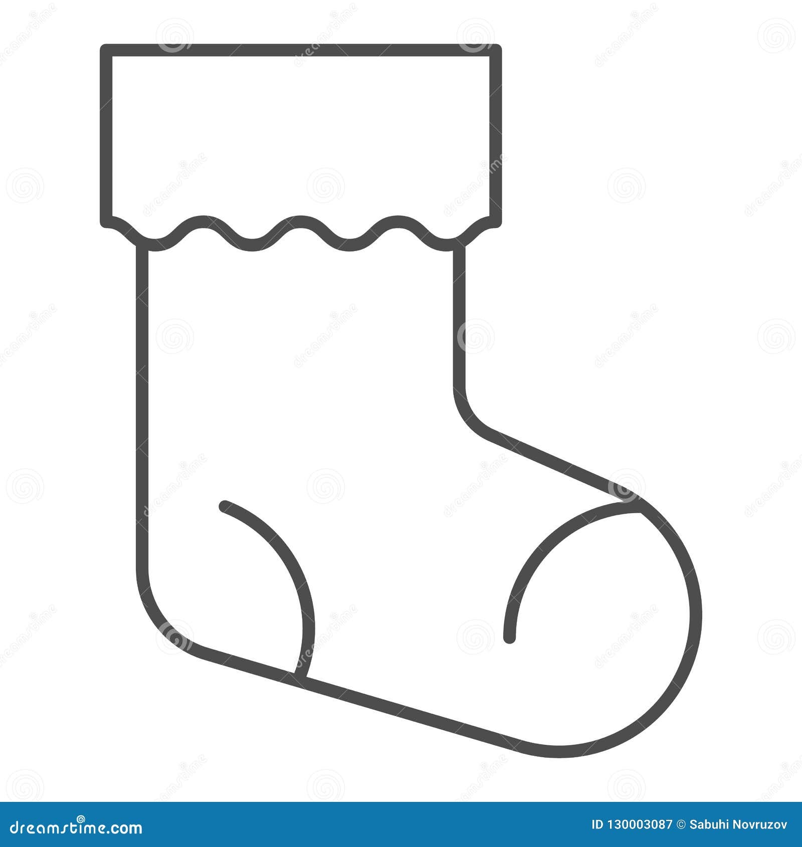 Christmas Stocking Thin Line Icon Xmas Sock Vector Illustration 
