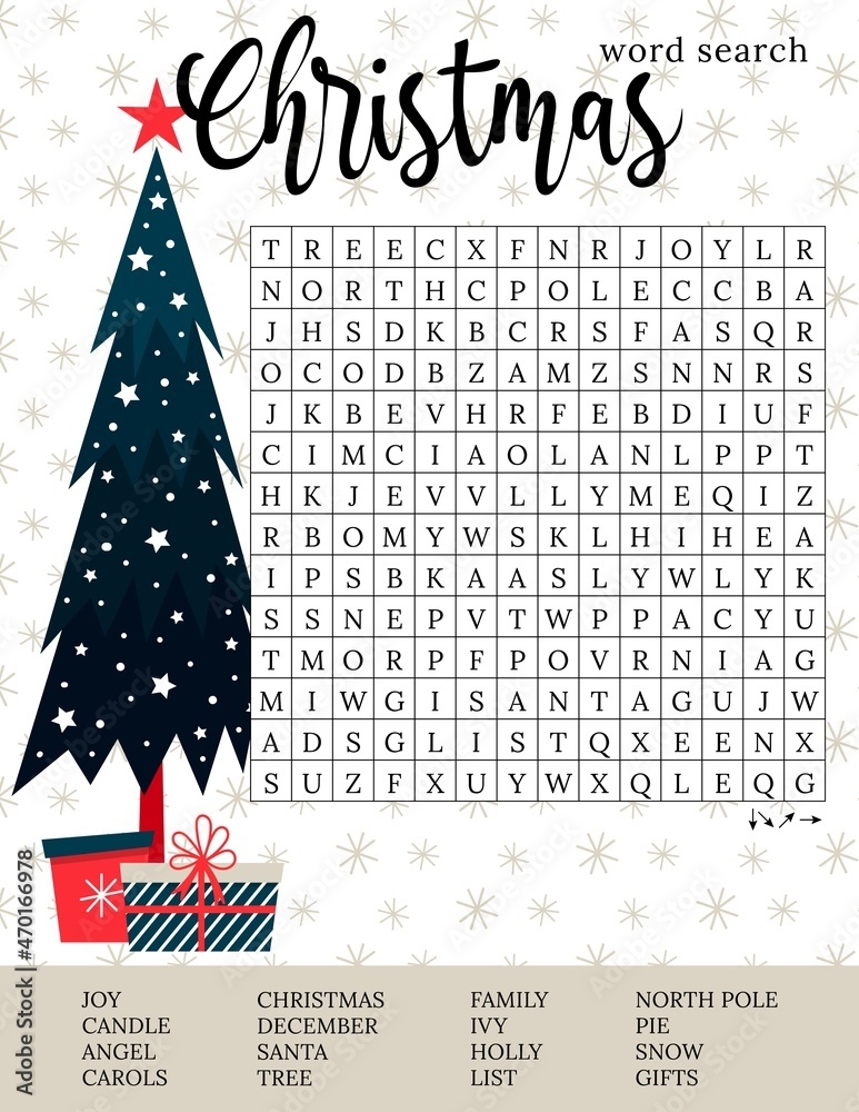 Christmas Word Search Puzzle Winter Holiday Crossword Game Christmas Word Search Puzzle Winter Holiday Crossword Game