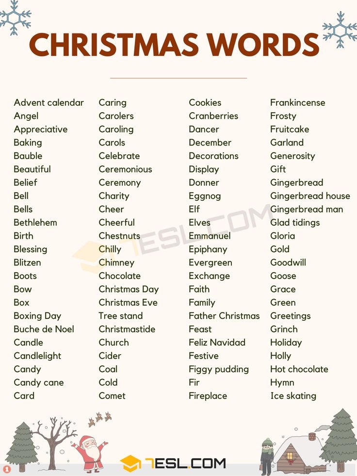 Christmas Words 200 Popular Words About Christmas 7ESL Christmas