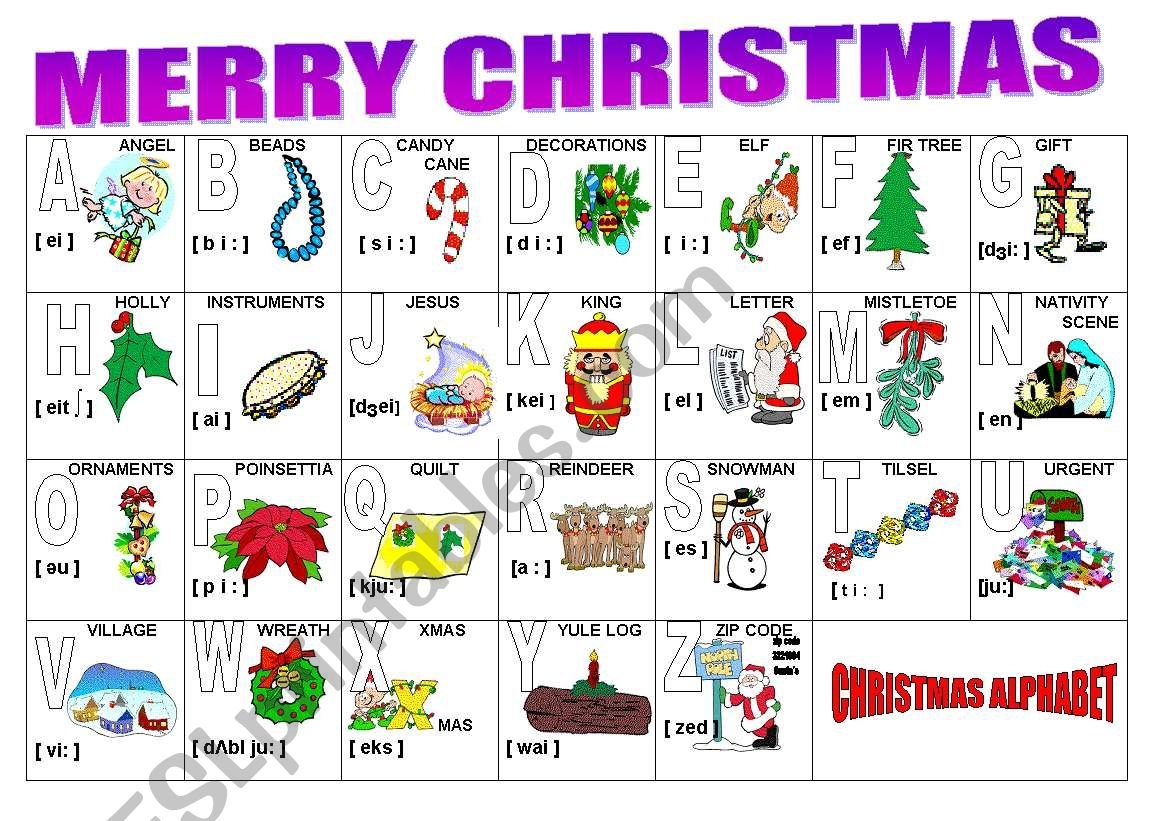Christmas Words Alphabetical Alphabet Tracing Worksheets