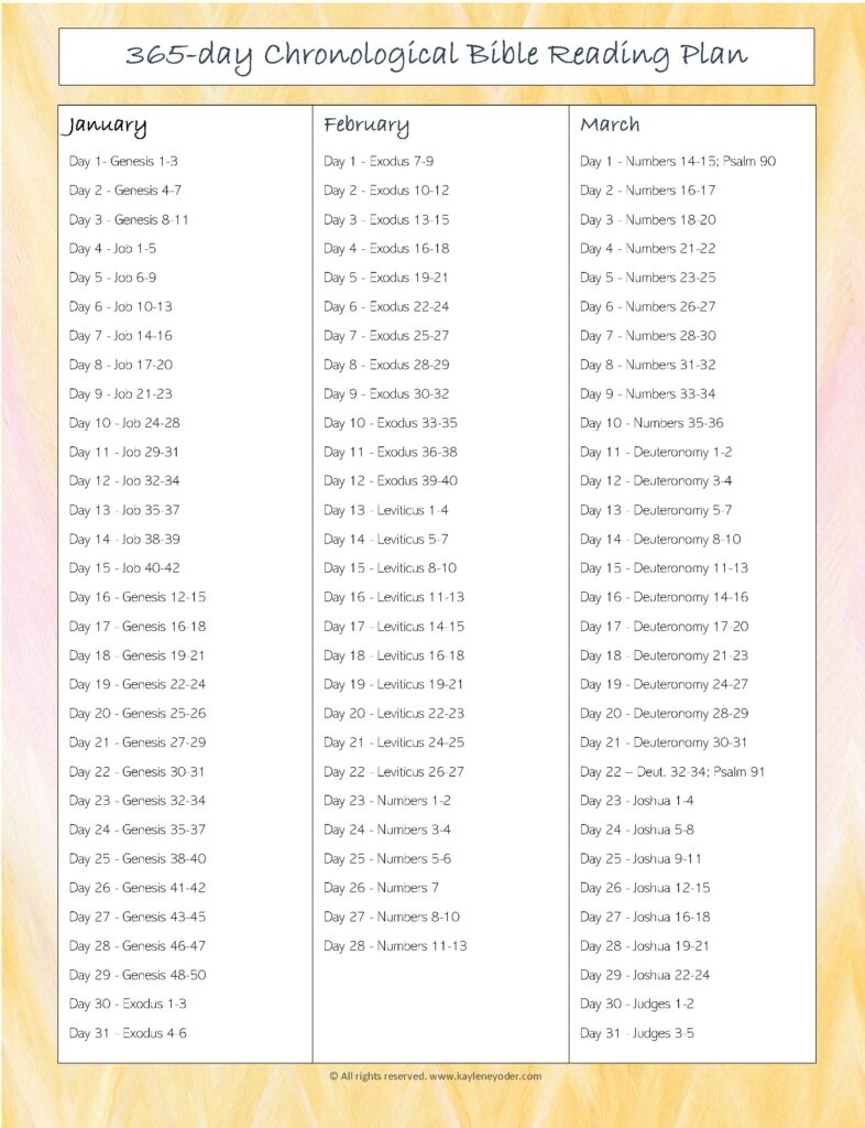 Chronological Bible Reading Plan 365 Days