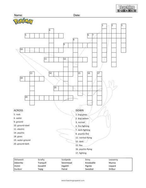 Click On The Image To View The Pok mon Crossword Puzzle Print The PDF
