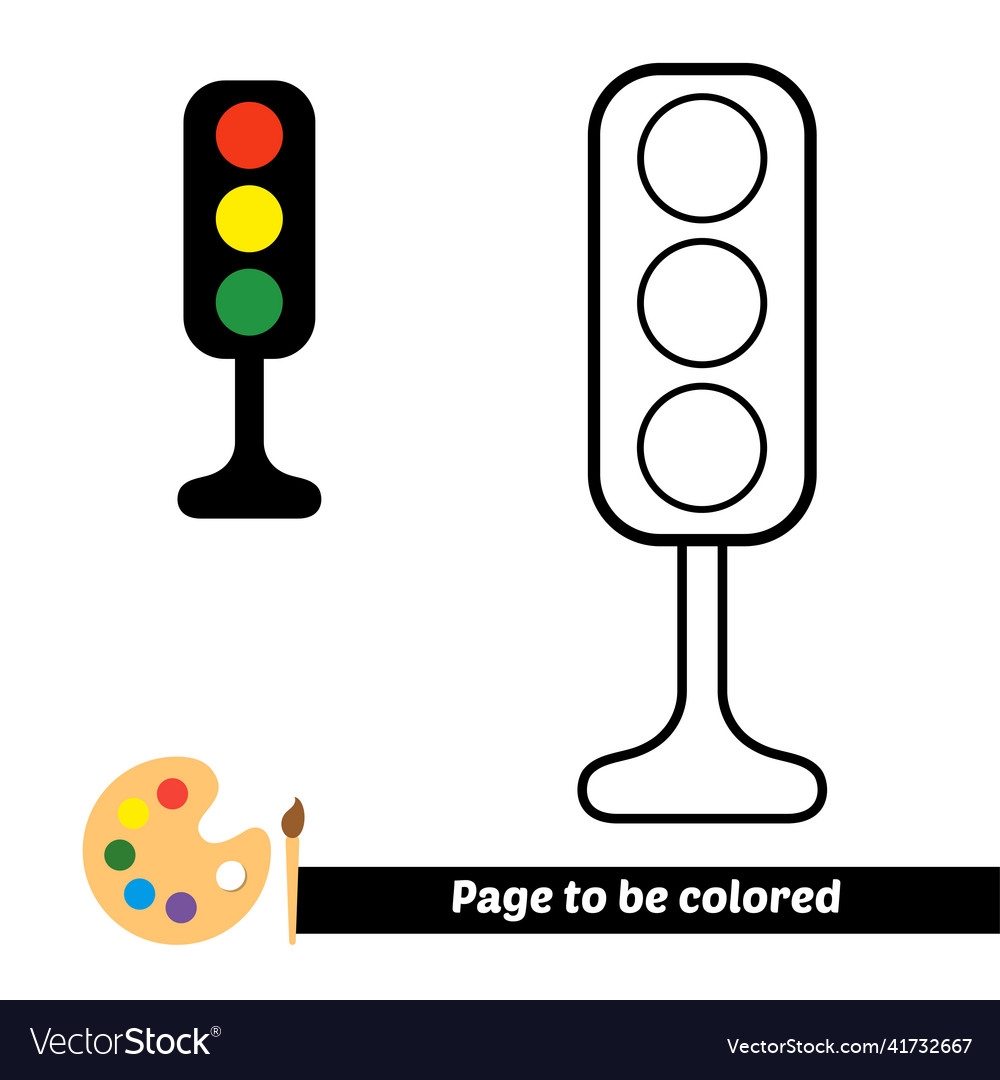 Coloring Book For Kids Traffic Light Royalty Free Vector