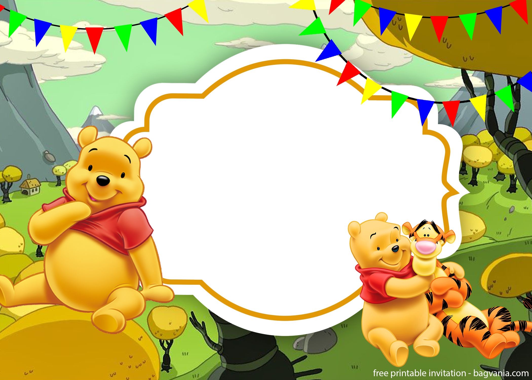 Dinywageman Winnie The Pooh Birthday Invitations Templates Free