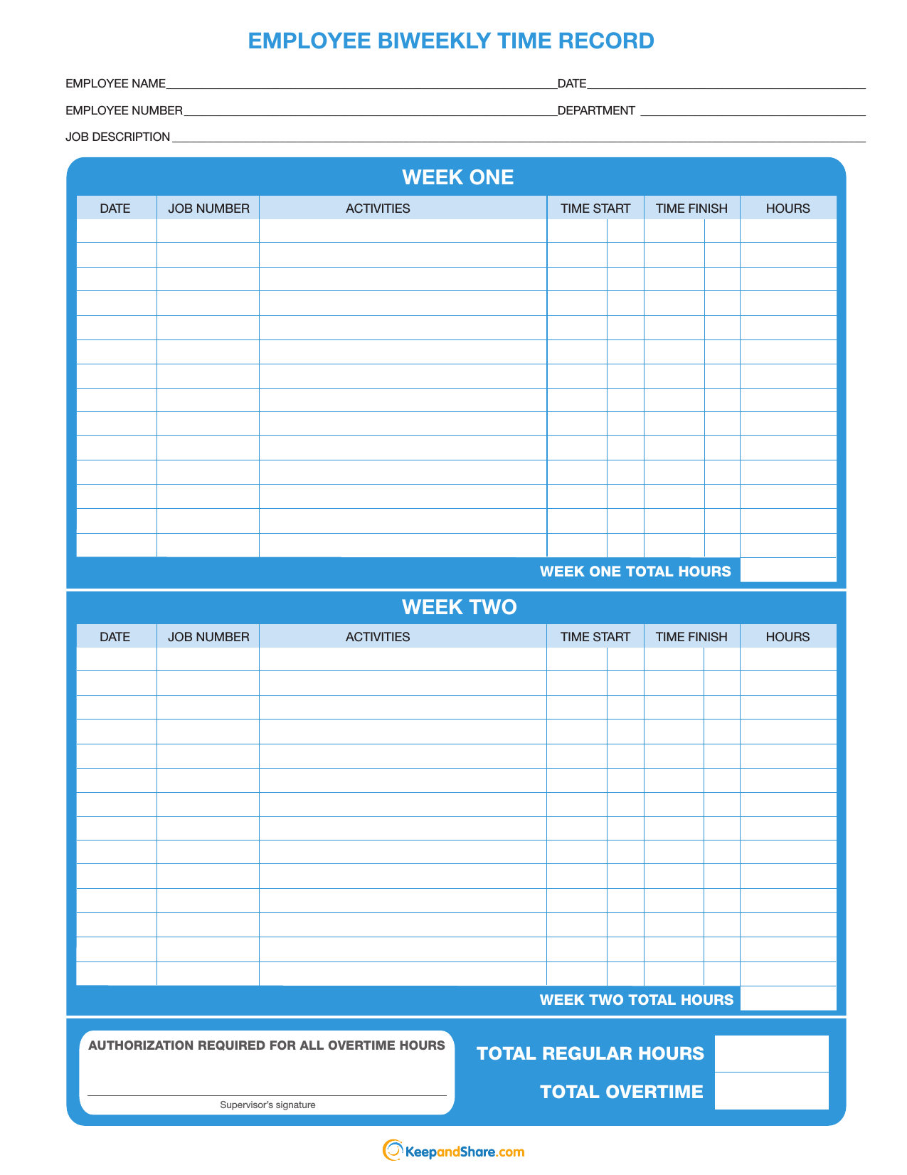 Download BiWeekly Timesheet Template Excel PDF RTF Word