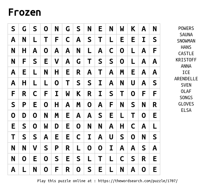 Download Word Search On Frozen