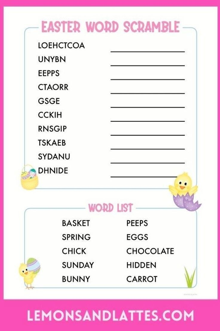 Easter Word Scramble Free Printables In English And Spanish