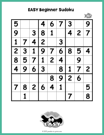 Easy Beginner Sudoku Easy Beginner Sudoku