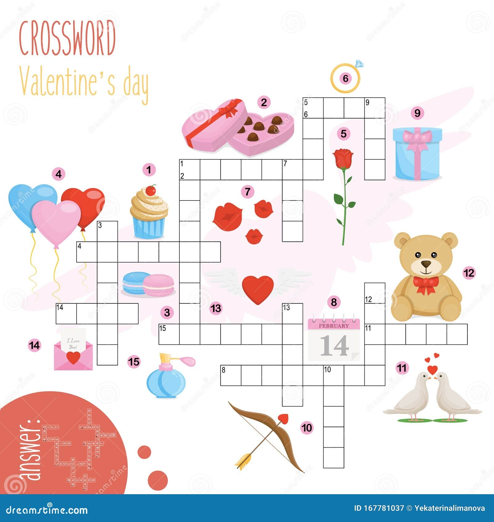Easy Crossword Puzzle Valentine s Day Cartoon Vector CartoonDealer 