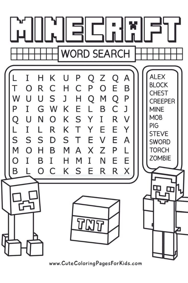 Easy Minecraft Word Search Activity Free Printable PDF Fun
