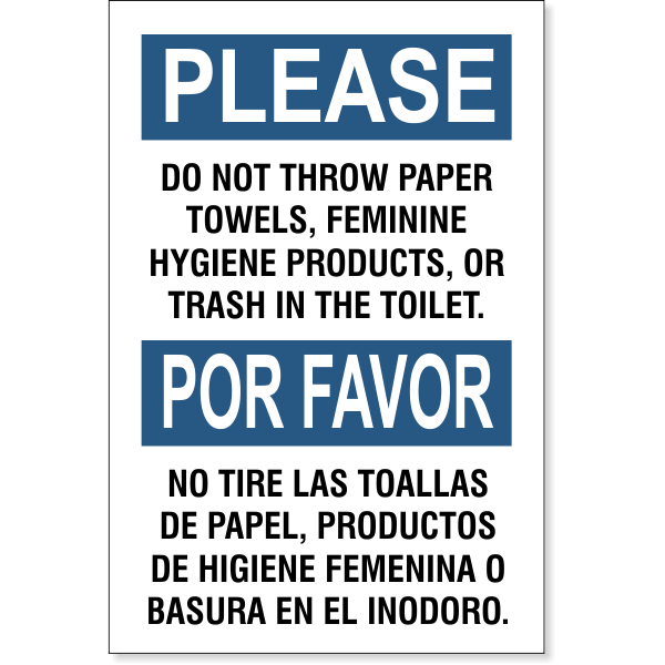 English Spanish Bathroom Toilet Sign Custom Signs
