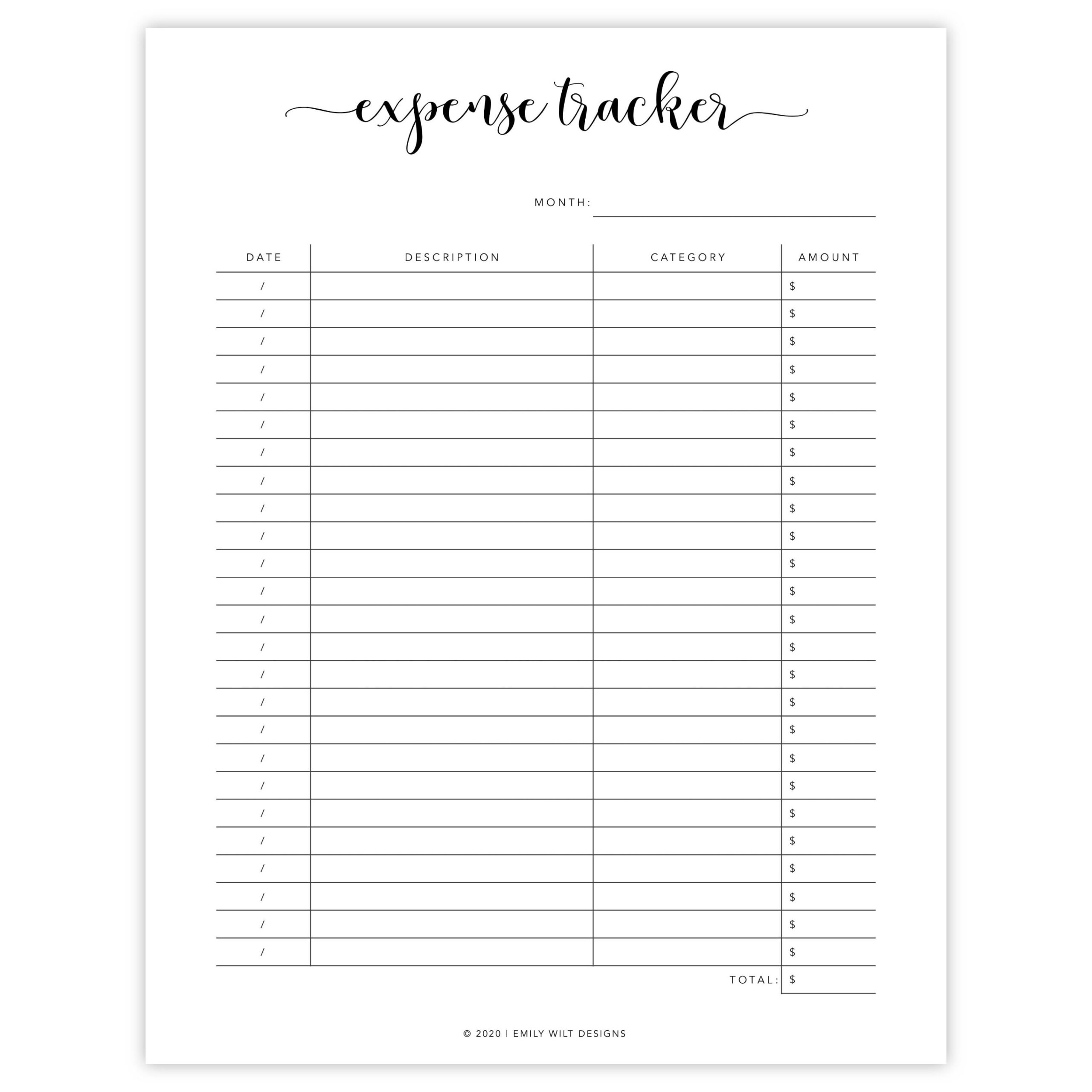 Expense Tracker Printable Expense Tracking Spending Log 47 OFF