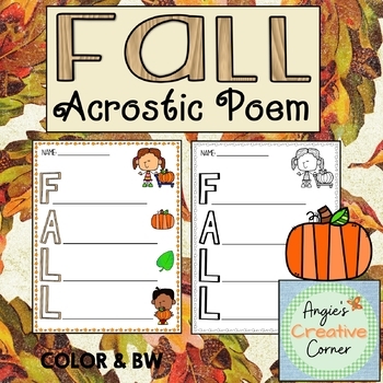 Fall Acrostic Poem By Angie 39 s Creative Corner TPT