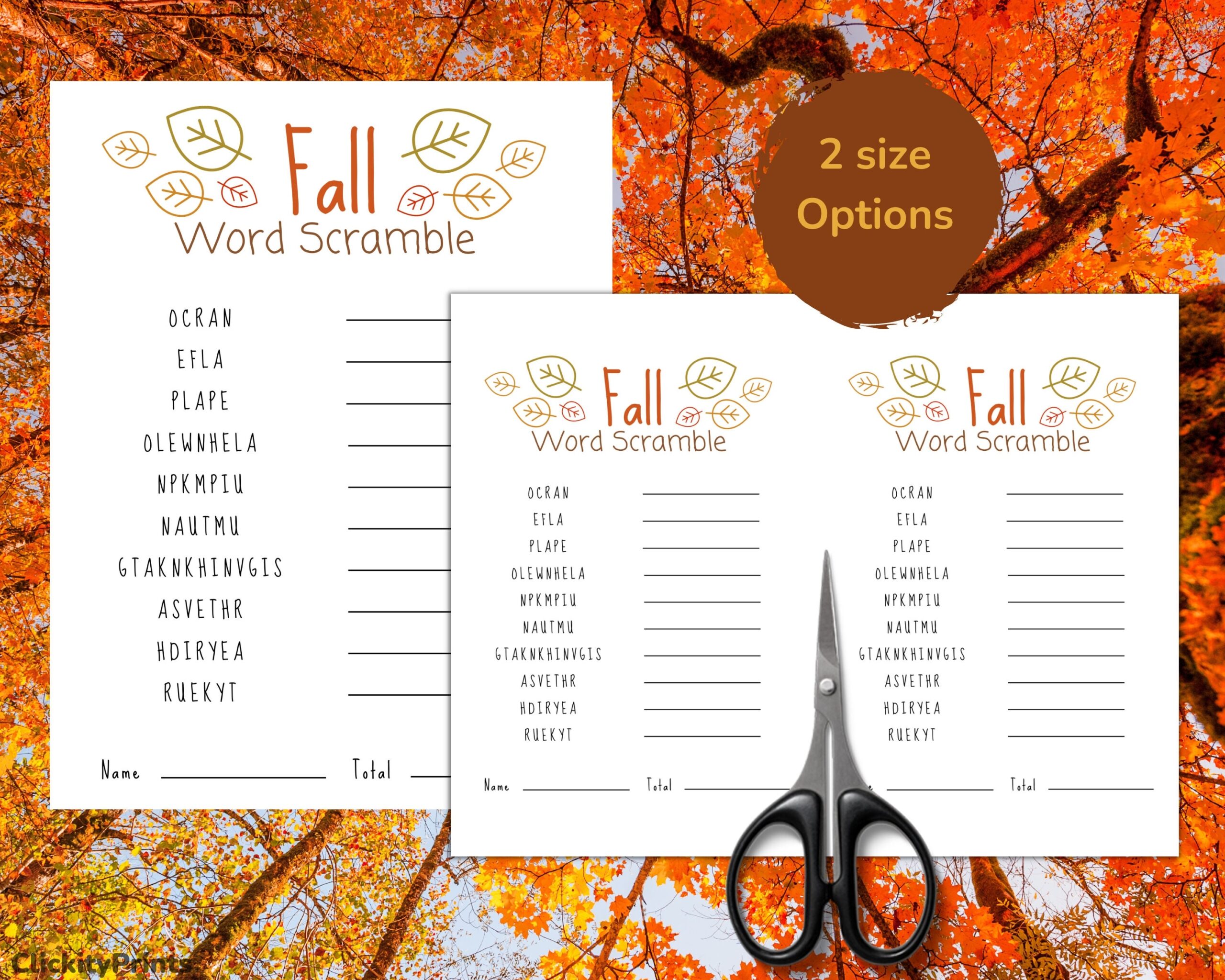 Fall Word Scramble autumn Word Scramble festive Word Scramble family 