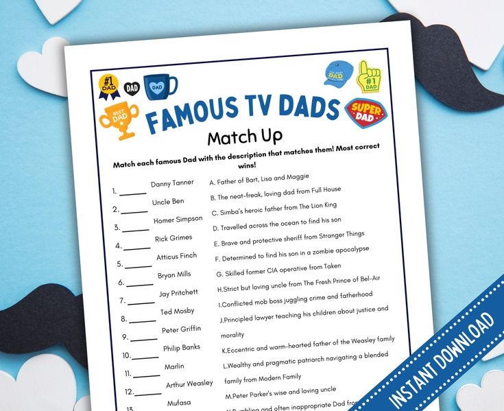 Fathers Day Famous Fathers Trivia Game Fathers Day Quiz Printable 