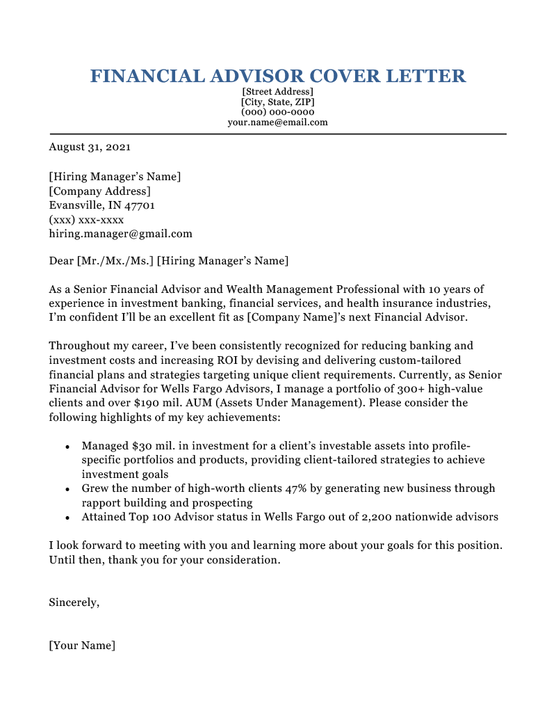 Financial Advisor Resume Sample Writing Tips 