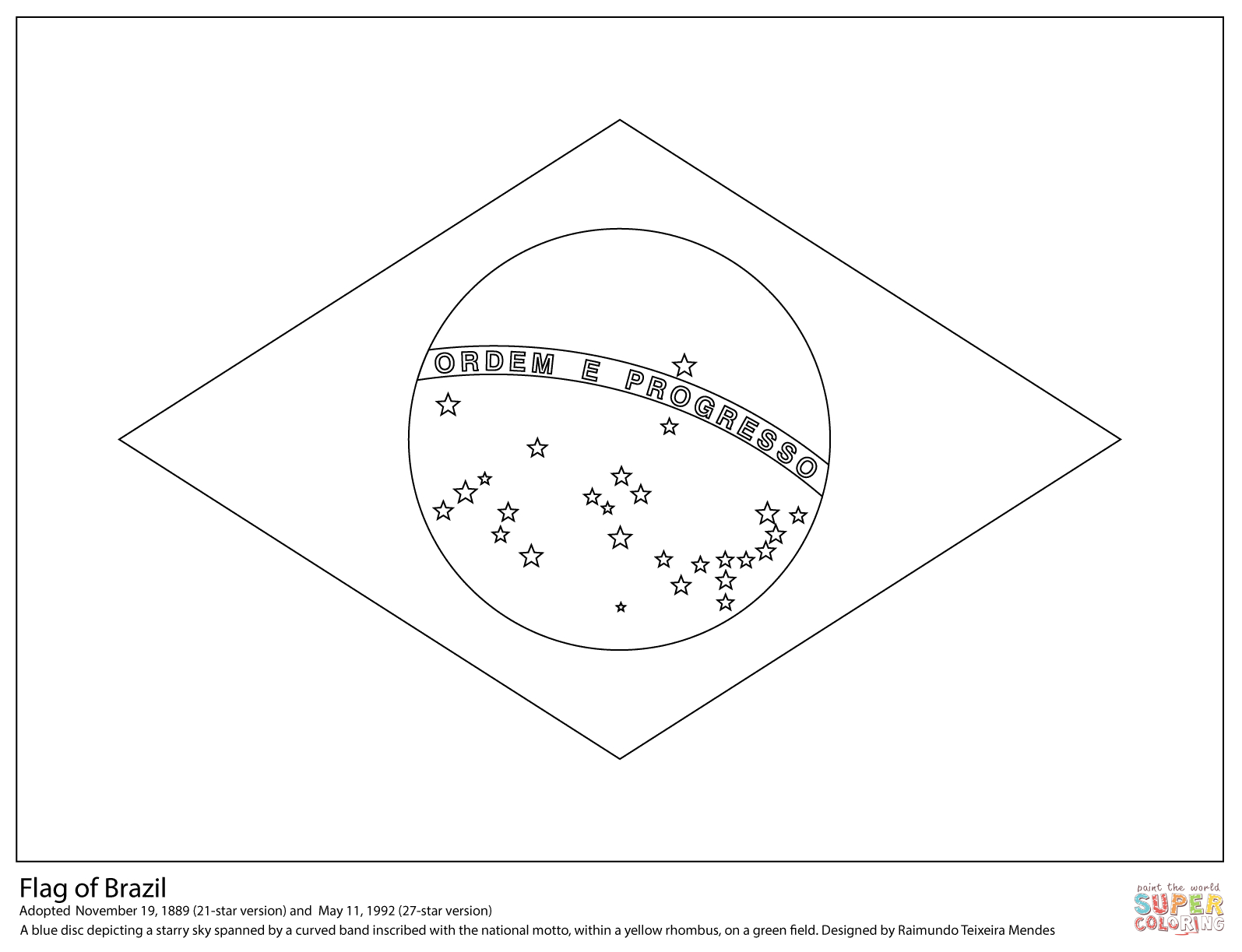 Flag Of Brazil Coloring Page Free Printable Coloring Pages Free 