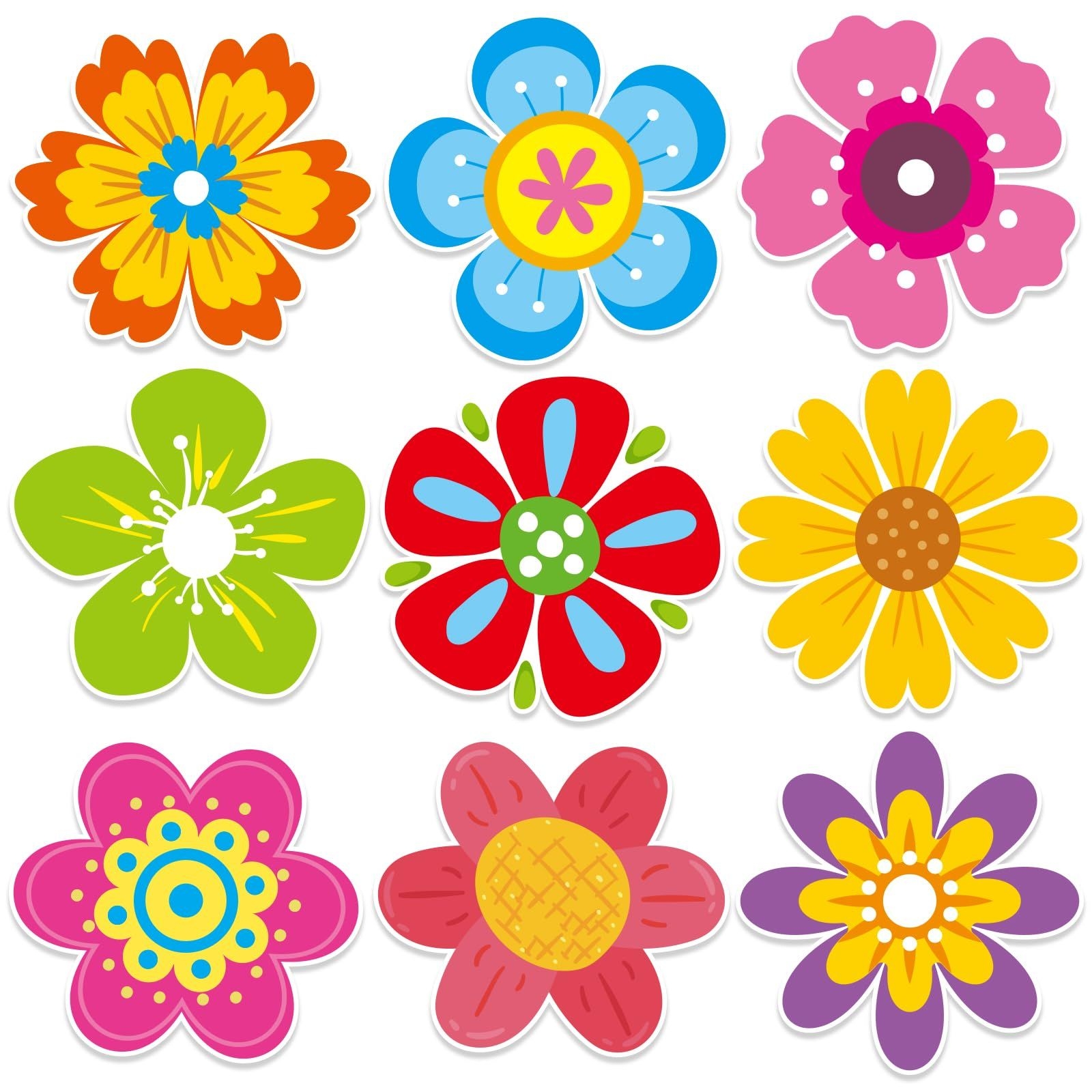 Flower Cutouts 45 PCS Springtime Cutouts Versatile Colorful Flowers
